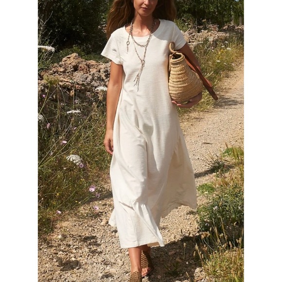 Free People Dresses & Skirts - FP BEACH x FREE PEOPLE Lena Ruffle Midi Dress in Oatmeal